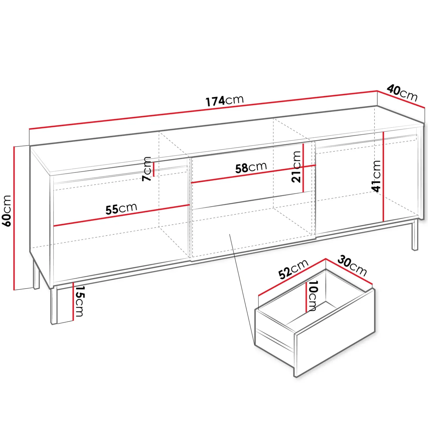 Garnero Arredamenti Mobile TV 174x60h cm 2 cassetti design cannettato bianco Strike Bianco Opaco Outlet