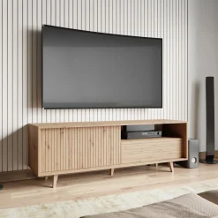 Garnero Arredamenti Mobile TV 152x52h cm 1 cassetto design rustico cannettato rovere Branch Online