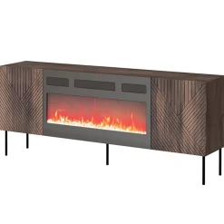 Garnero Arredamenti Mobile TV 191x68h cm con caminetto noce scuro con frontali serigrafati Savanna New