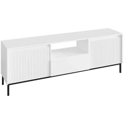 Garnero Arredamenti Mobile TV 174x55h cm design cannettato bianco Strike Bianco Opaco Sale