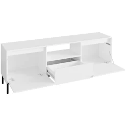 Garnero Arredamenti Mobile TV 174x55h cm design cannettato bianco Strike Bianco Opaco Sale