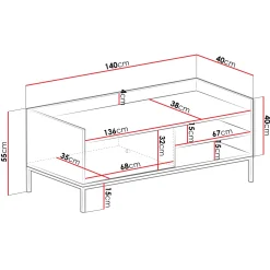 Garnero Arredamenti Mobile TV 140x55h cm design moderno bianco Pollon Bianco Opaco Sale