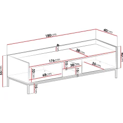 Garnero Arredamenti Mobile TV 180x55h cm design moderno bianco Pollon