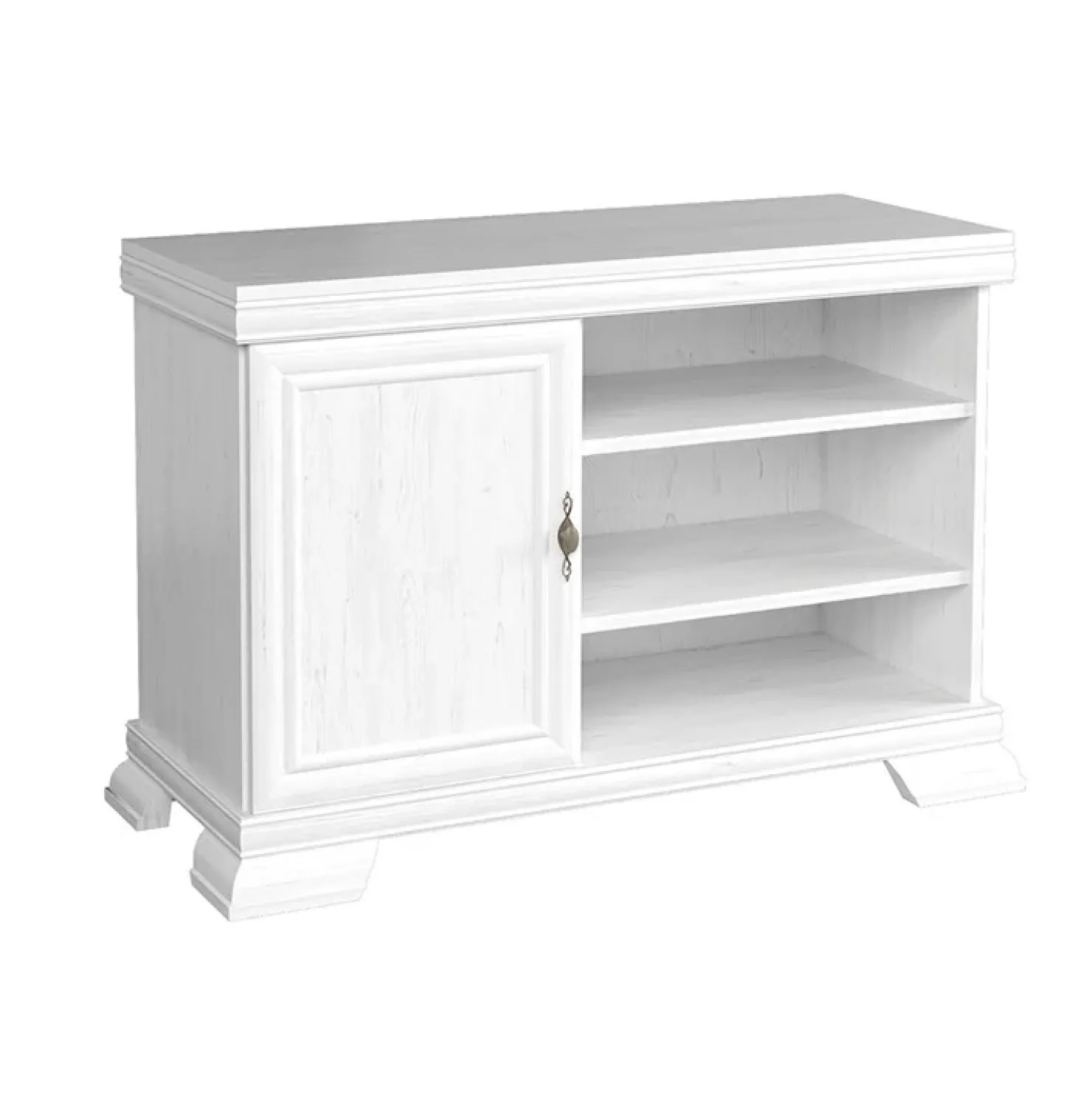 Garnero Arredamenti Mobile TV 108x77h cm shabby 1 anta 3 scaffali Kelly Bianco Frassinato