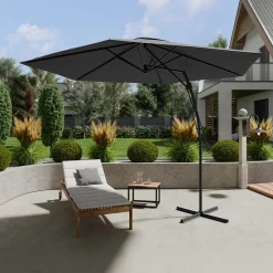 Garnero Arredamenti Ombrellone da giardino con braccio laterale 300x300cm grigio nero Livia Online
