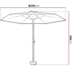 Garnero Arredamenti Ombrellone da giardino 300x300cm nero Fiorella Grigio Clearance