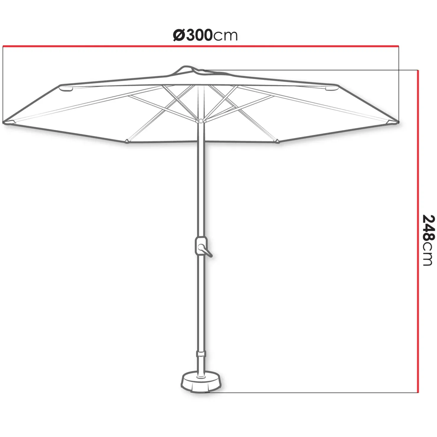 Garnero Arredamenti Ombrellone da giardino 300x300cm nero Fiorella Grigio Clearance