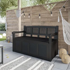 Garnero Arredamenti Panca da giardino con contenitore grigio scuro Clementina Online