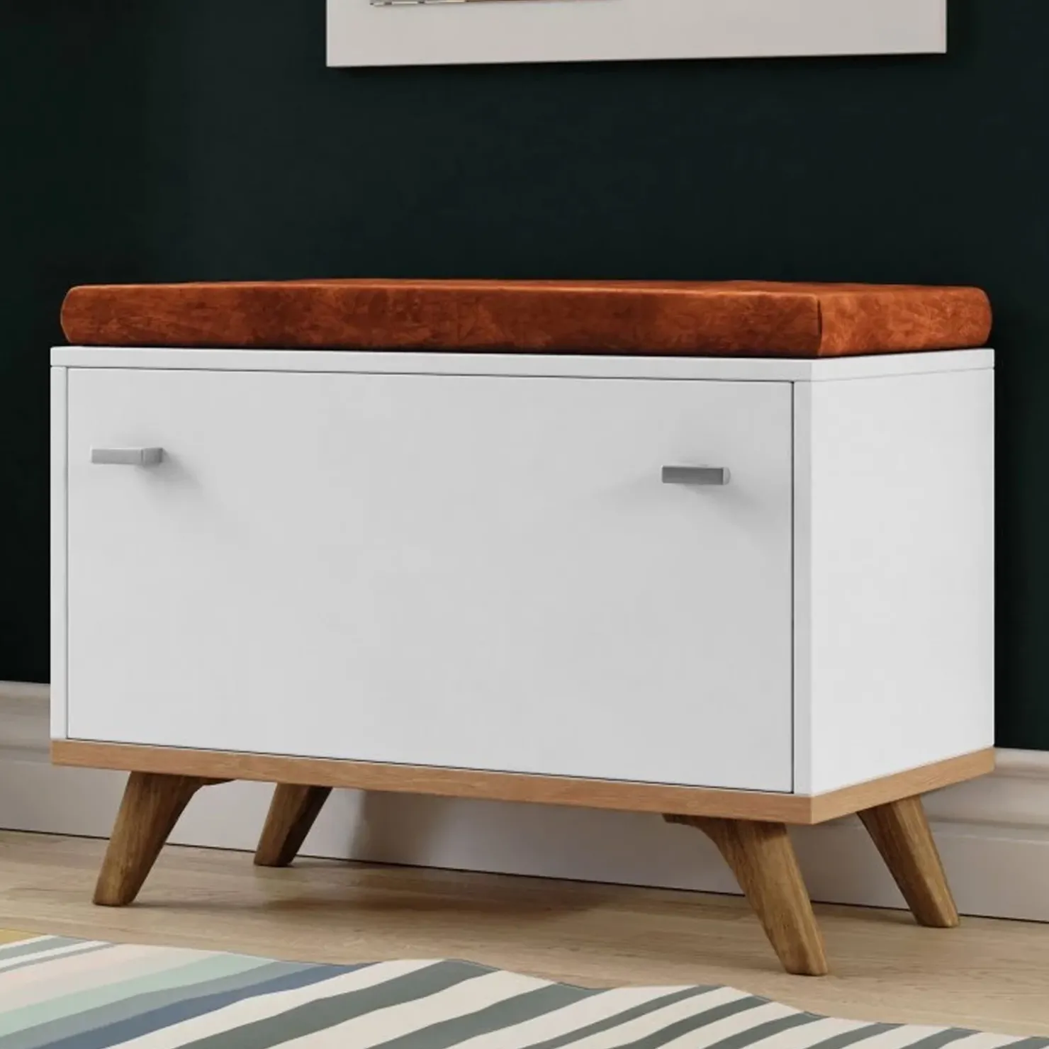 Garnero Arredamenti Panca ingresso 69x50h cm con scarpiera bianco rovere Clea Best