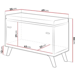 Garnero Arredamenti Panca ingresso 69x50h cm con scarpiera bianco rovere Clea Best