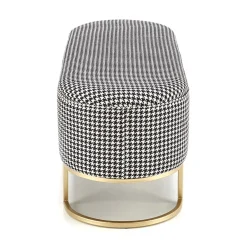 Garnero Arredamenti Panca moderna 105x42cm in tessuto nero bianco oro Denes Clearance