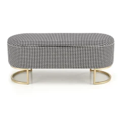 Garnero Arredamenti Panca moderna 105x42cm in tessuto nero bianco oro Denes Clearance