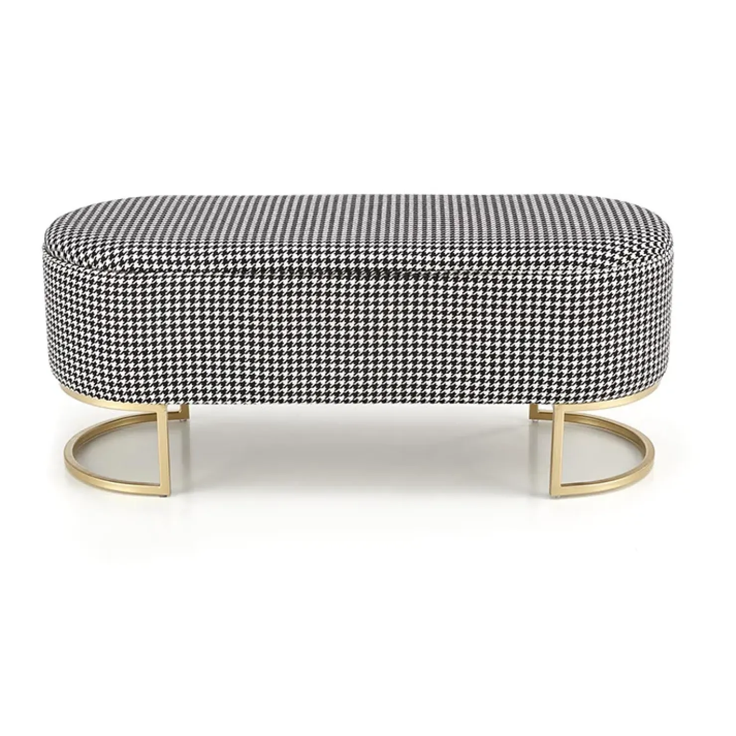 Garnero Arredamenti Panca moderna 105x42cm in tessuto nero bianco oro Denes Clearance