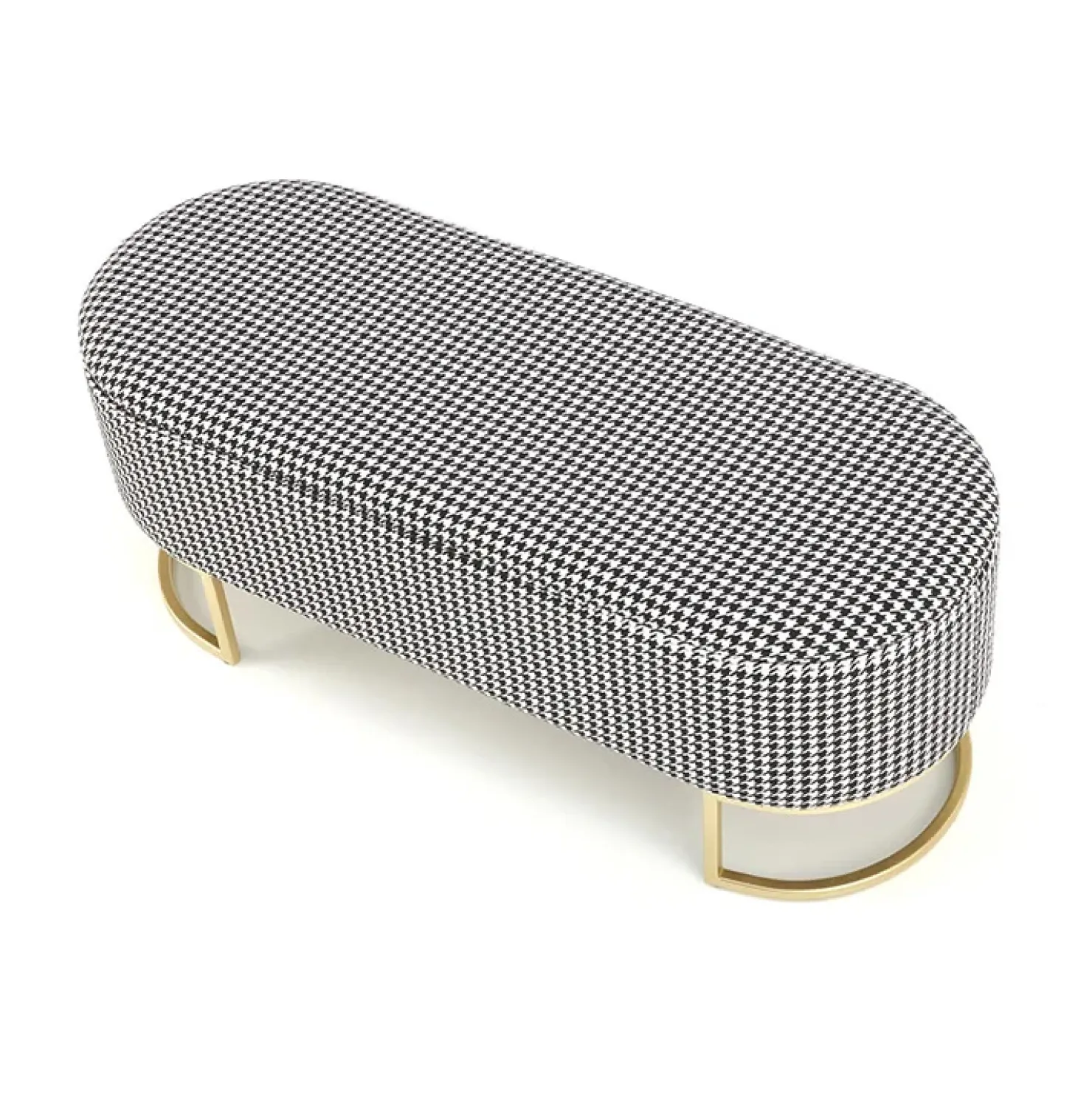 Garnero Arredamenti Panca moderna 105x42cm in tessuto nero bianco oro Denes Clearance