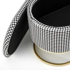 Garnero Arredamenti Panca moderna 105x42cm in tessuto nero bianco oro Denes Clearance