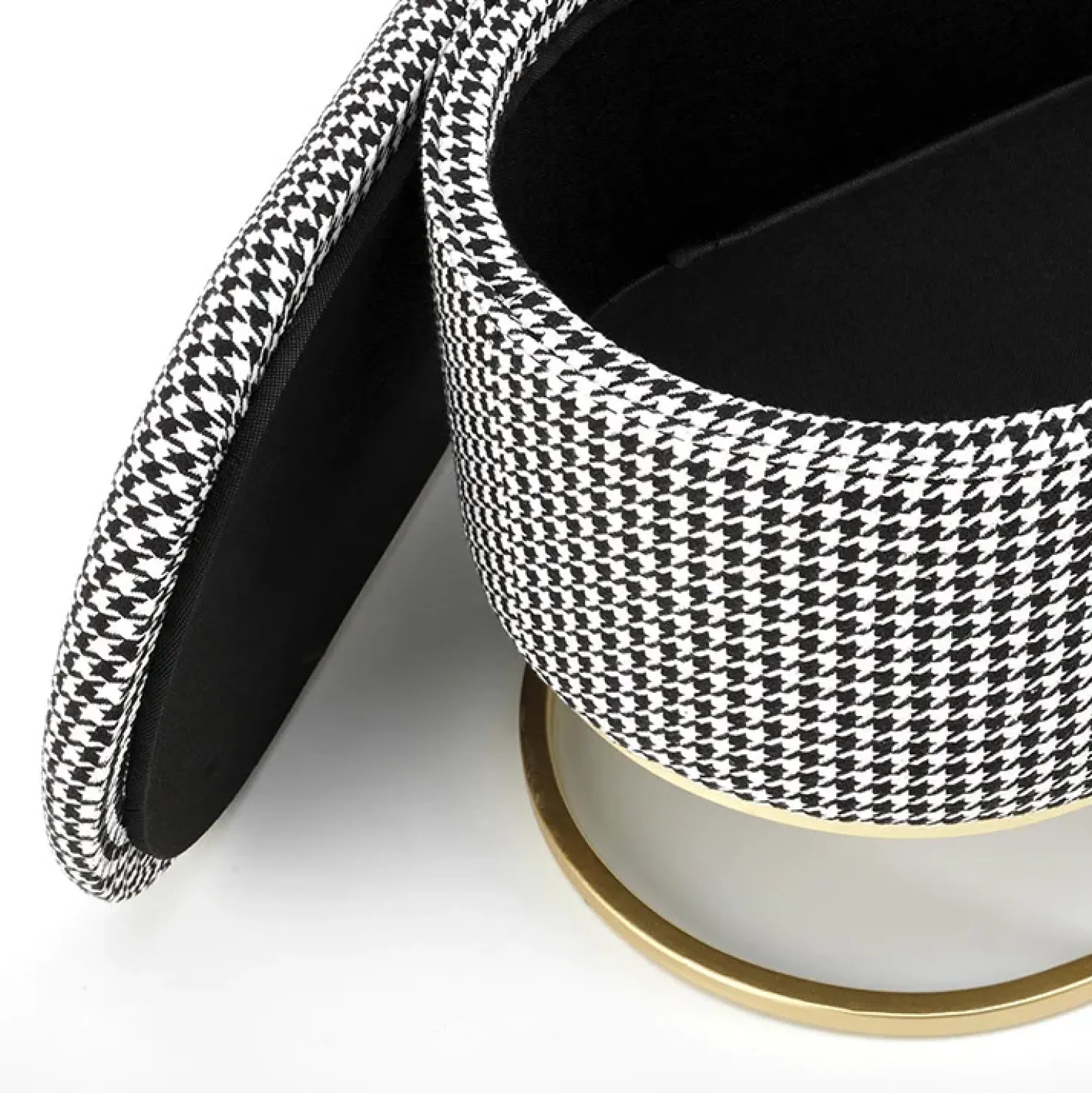 Garnero Arredamenti Panca moderna 105x42cm in tessuto nero bianco oro Denes Clearance