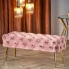Garnero Arredamenti Panca moderna 100x45cm in tessuto rosa oro Napoleon