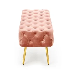 Garnero Arredamenti Panca moderna 100x45cm in tessuto rosa oro Napoleon