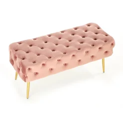 Garnero Arredamenti Panca moderna 100x45cm in tessuto rosa oro Napoleon