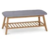 Garnero Arredamenti Panca portascarpe in tessuto grigio legno bambù Keduk Best