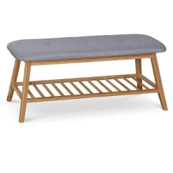 Garnero Arredamenti Panca portascarpe in tessuto grigio legno bambù Keduk Best