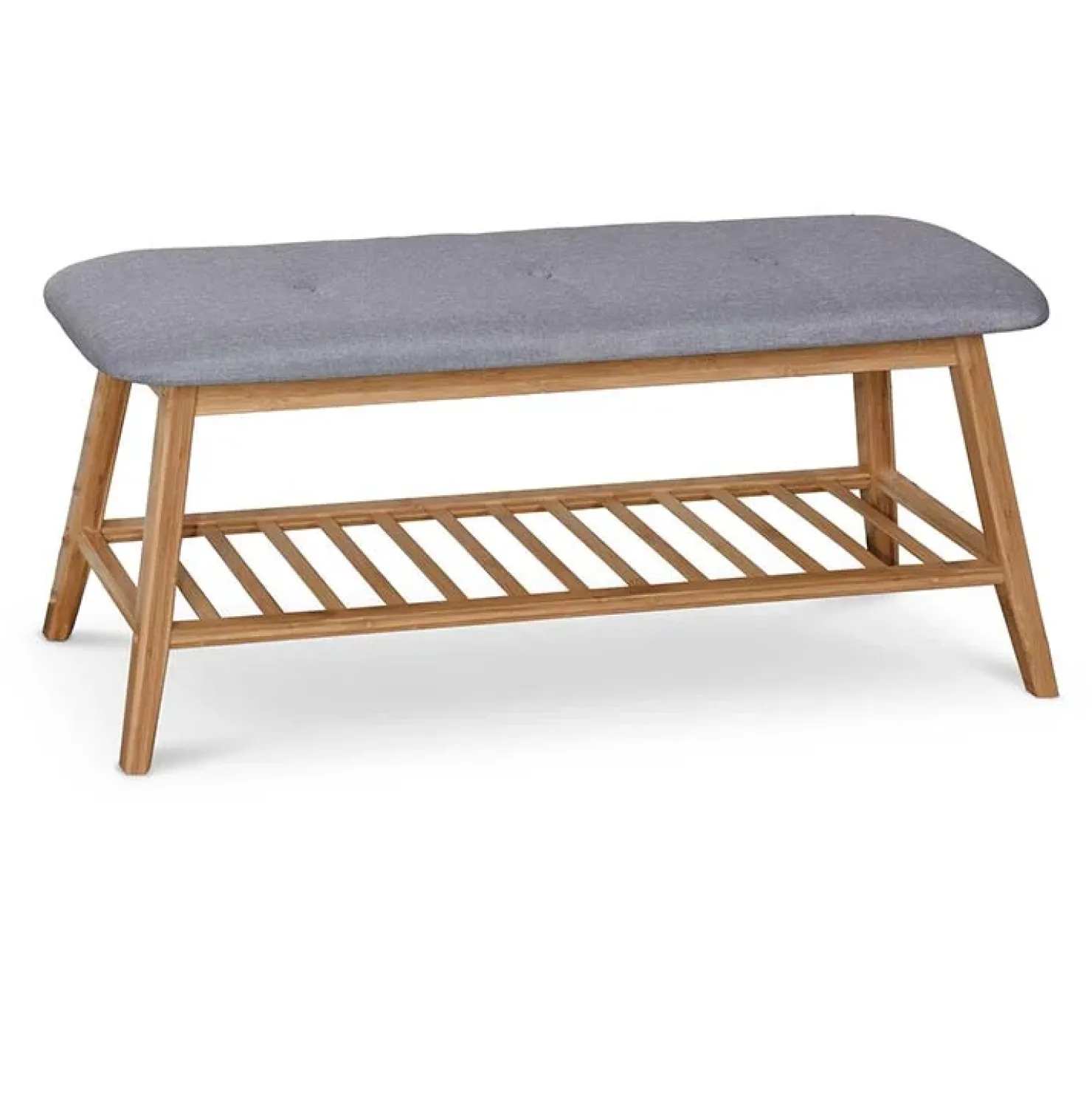 Garnero Arredamenti Panca portascarpe in tessuto grigio legno bambù Keduk Best