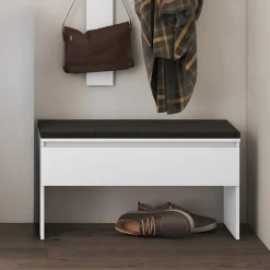Garnero Arredamenti Panca scarpiera 92x50cm con imbottitura bianco Accent Bianco Opaco New