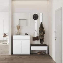 Garnero Arredamenti Panca scarpiera 92x50cm con imbottitura bianco Accent Bianco Opaco New
