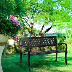 Garnero Arredamenti Panchina con schienale da giardino metallo nero Sitdown New