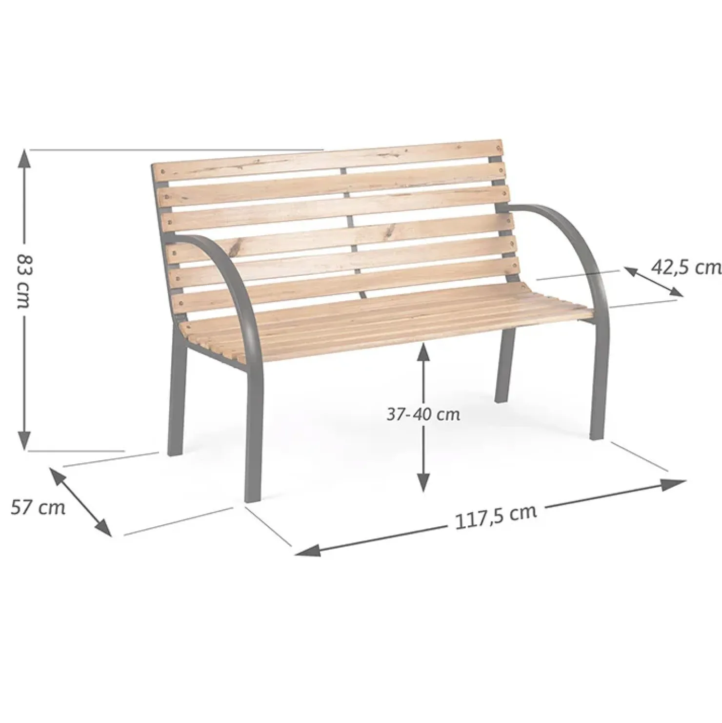 Garnero Arredamenti Panchina da giardino con schienale rovere Sit New