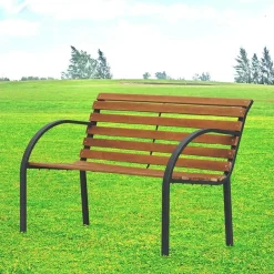 Garnero Arredamenti Panchina da giardino rovere nero in metallo Mirian