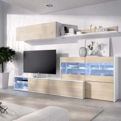 Garnero Arredamenti Parete attrezzata componibile 260x175h cm rovere bianco lucido Emily Hot