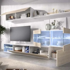 Garnero Arredamenti Parete attrezzata componibile 260x175h cm rovere bianco lucido Emily Hot