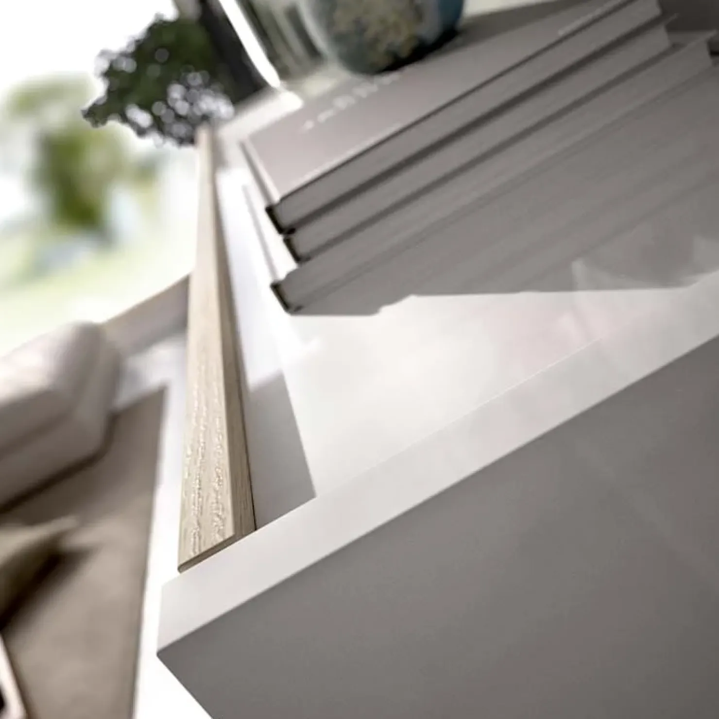 Garnero Arredamenti Parete attrezzata componibile 260x175h cm rovere bianco lucido Emily Hot