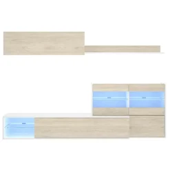 Garnero Arredamenti Parete attrezzata componibile 260x175h cm rovere bianco lucido Emily Hot