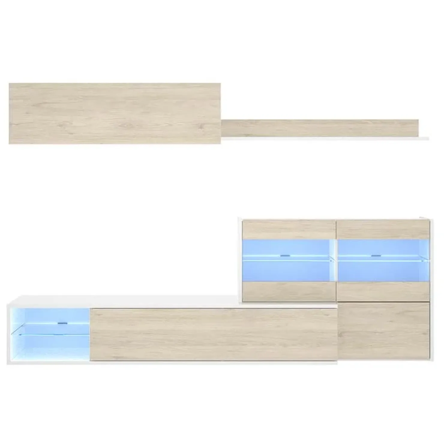 Garnero Arredamenti Parete attrezzata componibile 260x175h cm rovere bianco lucido Emily Hot