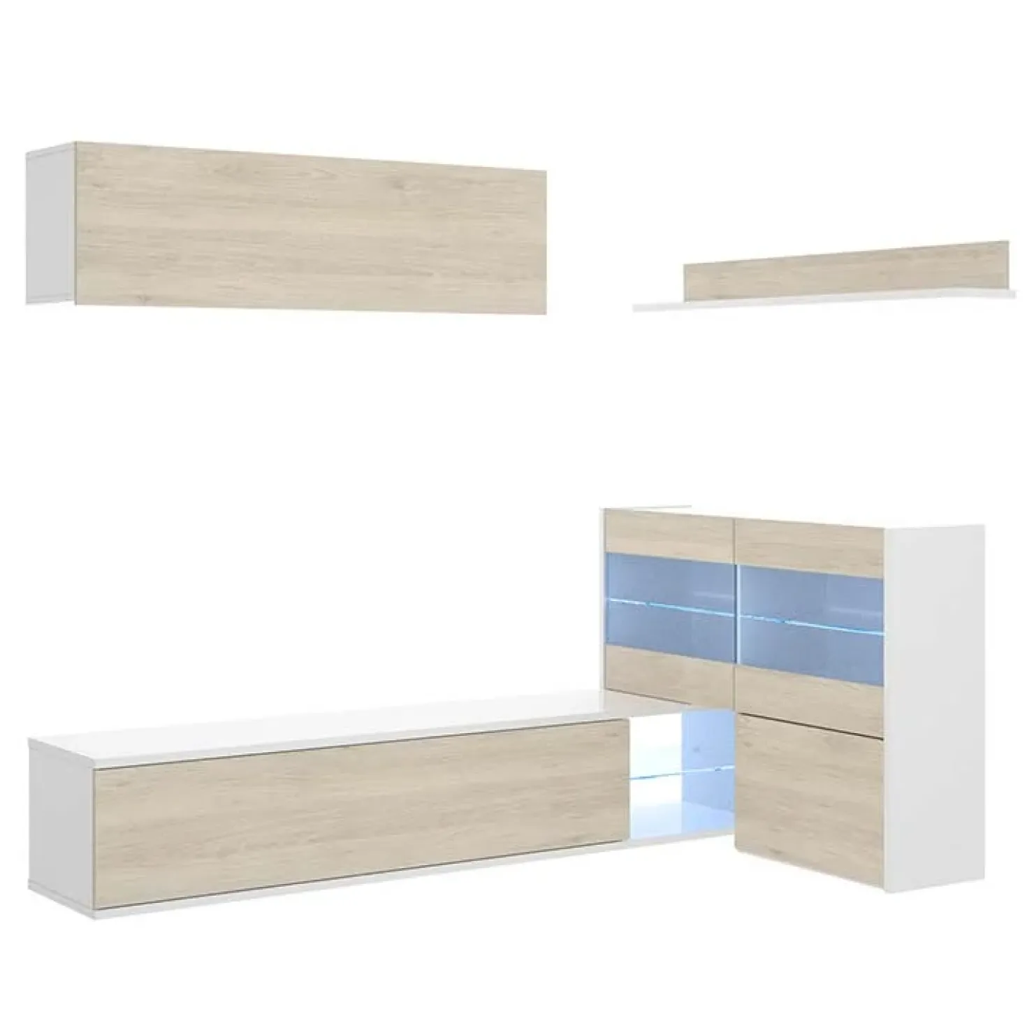 Garnero Arredamenti Parete attrezzata componibile 260x175h cm rovere bianco lucido Emily Hot