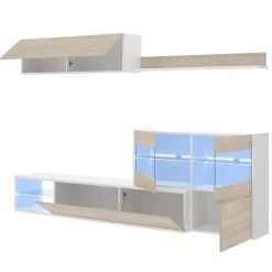 Garnero Arredamenti Parete attrezzata componibile 260x175h cm rovere bianco lucido Emily Hot