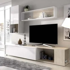 Garnero Arredamenti Parete attrezzata componibile 260x190h cm rovere bianco lucido Flip New