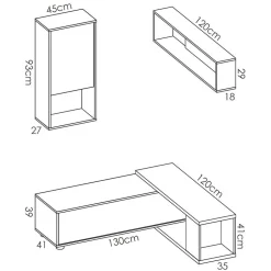 Garnero Arredamenti Parete attrezzata componibile 260x190h cm rovere bianco lucido Flip New