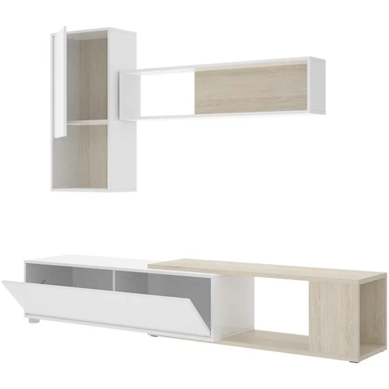 Garnero Arredamenti Parete attrezzata componibile 260x190h cm rovere bianco lucido Flip New