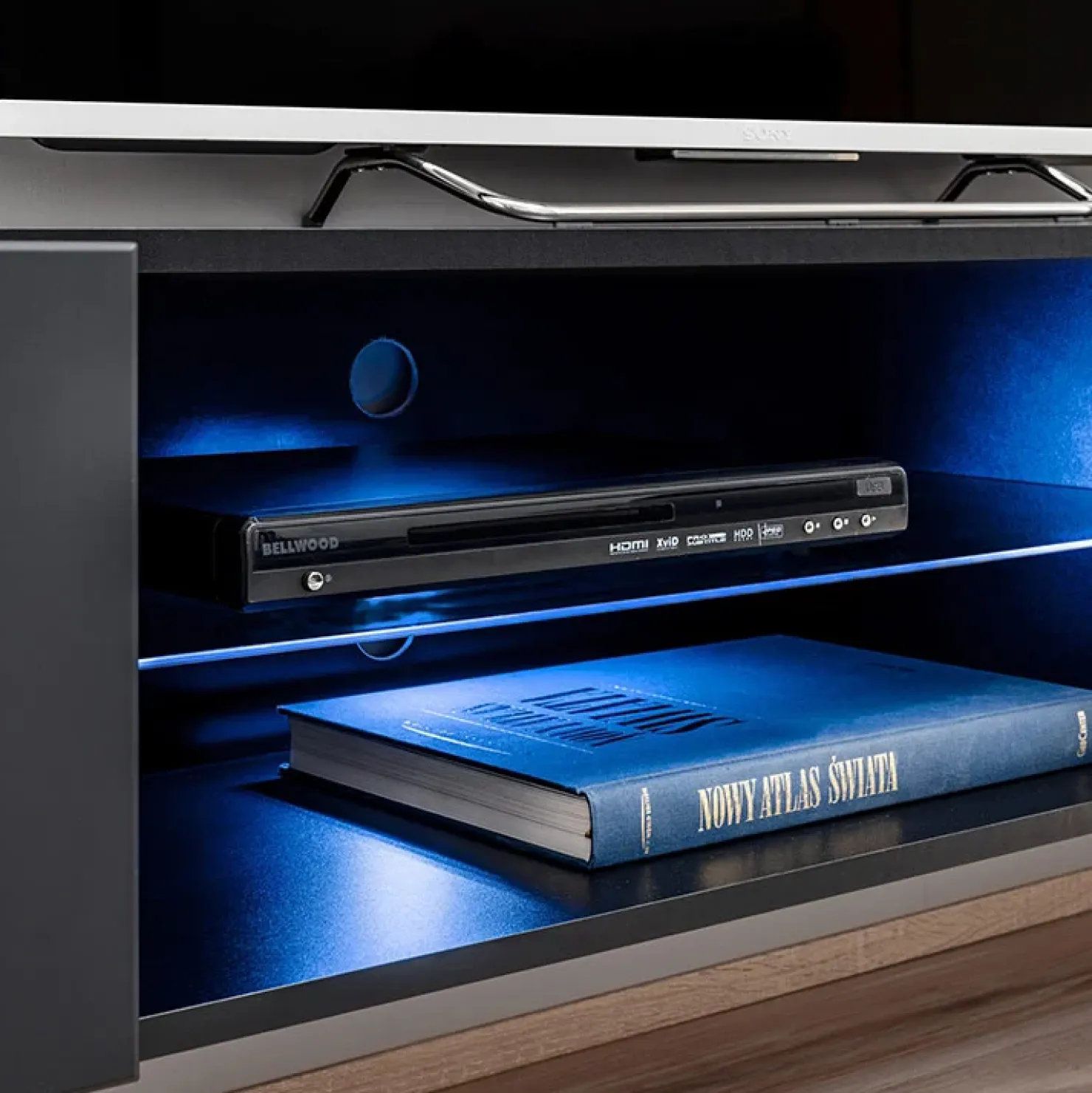 Garnero Arredamenti Parete attrezzata con camino elettrico 250x170h cm nero grigio Giotto Clearance