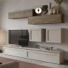 Garnero Arredamenti Parete attrezzata con telaio 276x190h cm soggiorno tortora rovere scuro Sunset 1