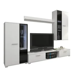 Garnero Arredamenti Parete attrezzata con vetrina 235x180h cm bianco nero Leeds New