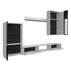 Garnero Arredamenti Parete attrezzata con vetrina 235x180h cm bianco nero Leeds New