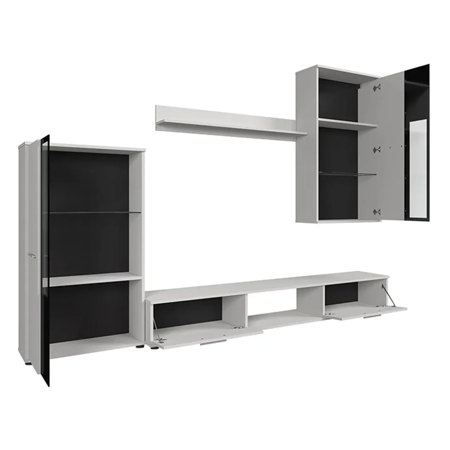 Garnero Arredamenti Parete attrezzata con vetrina 235x180h cm bianco nero Leeds New