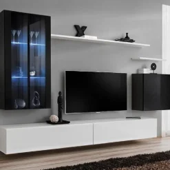 Garnero Arredamenti Parete attrezzata sospesa 270x170h cm bianco nera Geo 10 Nero Lucido - Bianco Lucido Online