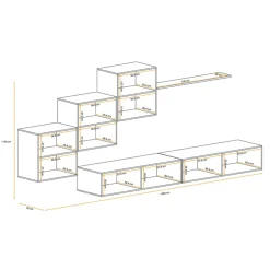 Garnero Arredamenti Parete attrezzata sospesa 260x170h cm moderna bianco opaco lucido Geo 08 New