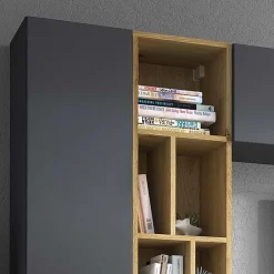 Garnero Arredamenti Parete attrezzata sospesa 224x160h cm moderna rovere Artemisia Antracite Online