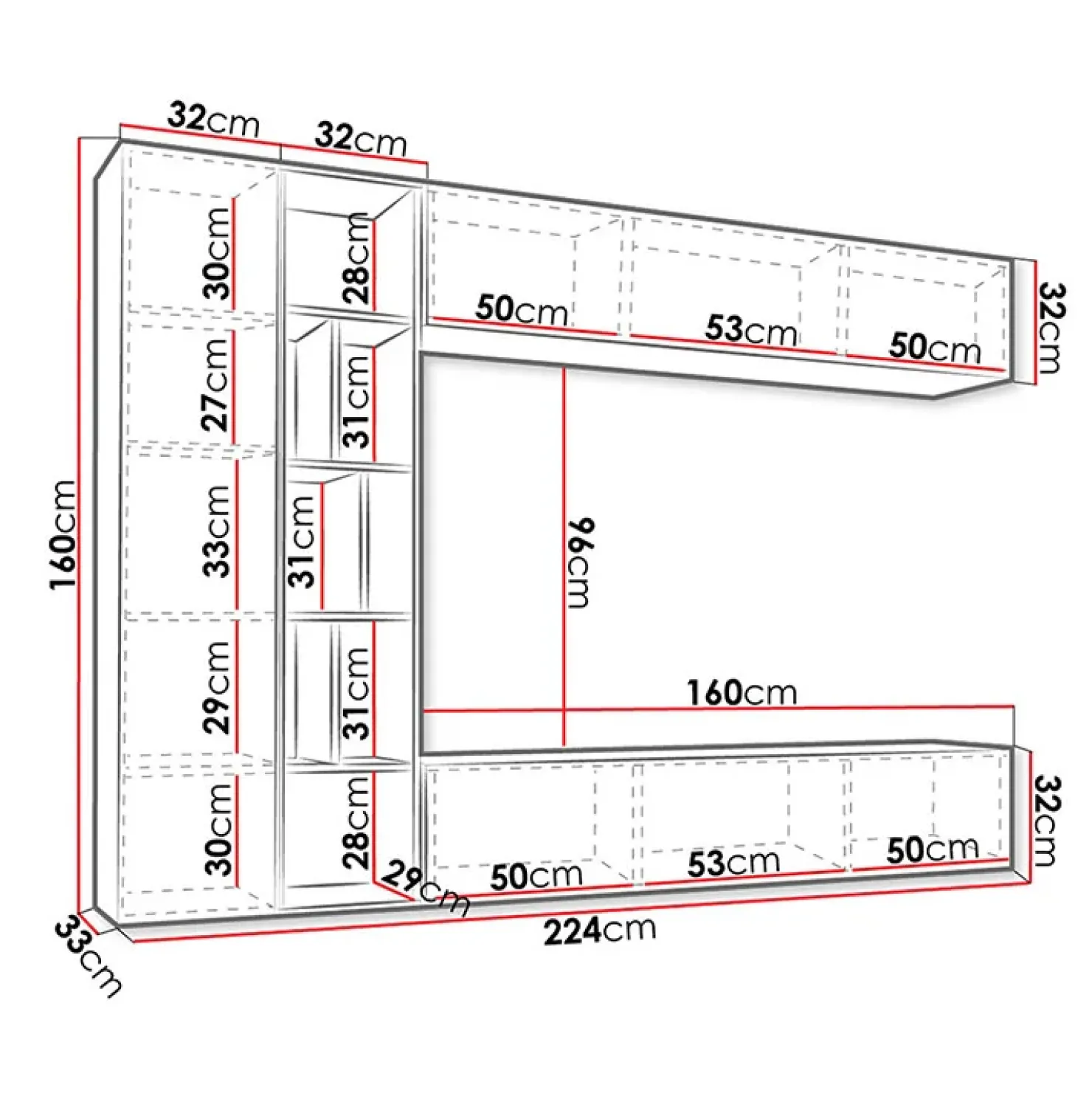 Garnero Arredamenti Parete attrezzata sospesa 224x160h cm moderna rovere Artemisia Antracite Online